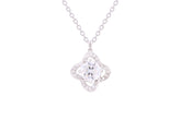 Asfour Crystal Chain Necklace With Four Leaf Clover Zircon Pendant In 925 Sterling Silver ND0235