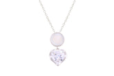 Asfour Crystal Chain Necklace With Heart Pendant In 925 Sterling Silver ND0239