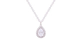 Asfour Crystal Chain Necklace With Halo Pear Pendant In 925 Sterling Silver ND0248