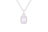 Asfour Crystal Chain Necklace With Emerald Halo Pendant In 925 Sterling Silver ND0253