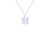 Asfour Crystal Chain Necklace With Square Zircon Pendant In 925 Sterling Silver ND0256