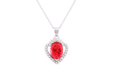 Asfour Crystal Chain Necklace With Fuchsia Heart Pendant In 925 Sterling Silver ND0273-F