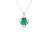 Asfour Crystal Chain Necklace With Emerald Heart Pendant In 925 Sterling Silver ND0273-G