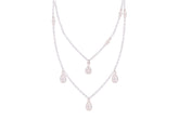 Asfour Crystal Doube Layer Chain Necklace With Pear Design In 925 Sterling Silver-ND0280