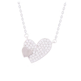 Asfour Crystal Chain Necklace With Heart Pendant In 925 Sterling Silver-ND0284