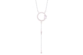 Asfour Crystal Chain Y Necklace With Open Circle Pear Drop In 925 Sterling Silver-ND0288