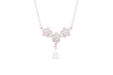 Asfour Crystal Chain Necklace With Floral Pendant In 925 Sterling Silver-ND0290