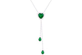 Asfour Crystal Chain Necklace With Emerald Heart & Pear Drop Pendant In 925 Sterling Silver-ND0292-G