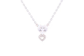 Asfour Crystal Chain Necklace With Heart Pendant In 925 Sterling Silver-ND0293