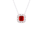 Asfour Crystal Chain Necklace With Ruby Square Pendant In 925 Sterling Silver-ND0298-WR
