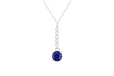 Asfour Crystal Chain Necklace With Blue Round Zircon Pendant In 925 Sterling Silver-ND0299-B
