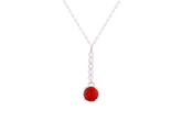 Asfour Crystal Chain Necklace With Ruby Round Zircon Pendant In 925 Sterling Silver-ND0299-R