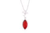 Asfour Crystal Chain Necklace With Decorative Ruby Marquise Pendant In 925 Sterling Silver-ND0302-F