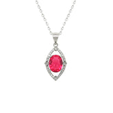 Asfour Crystal Chain Bracelet With Art Deco Fuchsia oval Pendant In 925 Sterling Silver-ND0305-F