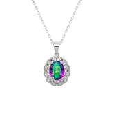 Asfour Crystal Chain Bracelet With Art Deco Mystic Oval Zircon In 925 Sterling Silver-ND0306-AP