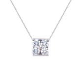 Asfour Crystal Chian Necklace With Square Inlaid With Zircon In 925 Sterling Silver-ND0312