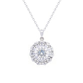 Asfour Crystal Chain Necklace With Cluster Flower Design In 925 Sterling Silver-ND0313