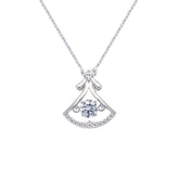 Asfour Crystal Chain Necklace with Dancing Zircon Fan Shape In 925 Sterling Silver-ND0314