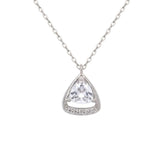 Asfour Crystal Chain Necklace With Decorative Triangle Pendant In 925 Sterling Silver-ND0315
