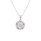 Asfour Crystal Chain Necklace With Snow Flake Pendant In 925 Sterling Silver-ND0316