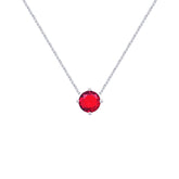 Asfour Crystal Chain Necklace With Ruby Round Pendant In 925 Sterling Silver-ND0327-R