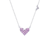 Asfour Crystal Chain Necklace With Rose Heart Pendant In 925 Sterling Silver-ND0330-O
