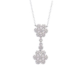 Asfour Crystal Chain Necklace With Flower Pendant In 925 Sterling Silver-ND0336