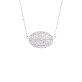 Asfour Crystal Chain Necklace With Oval Pendant Inlaid With Zircon In 925 Sterling Silver-ND0337