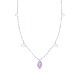 Asfour Crystal Charm Necklace With Rose Marquise Pendant In 925 Sterling Silver-ND0355-WO