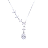 Asfour Crystal Chain Necklace With Decorative Oval Pendant In 925 Sterling Silver-ND0356