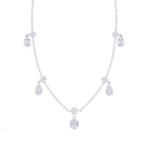 Asfour Crystal Charm Necklace With Pear & Art Deco Pendant In 925 Sterling Silver-ND0357