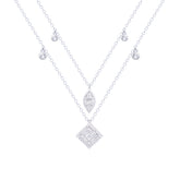 Asfour Crystal Double Layer Chain Necklace With Multi Shapes Pendant In 925 Sterling Silver-ND0360