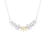 Asfour Crystal Chain Necklace With Decorative Yellow Pear In 925 Sterling Silver-ND0371-WY