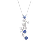Asfour Crystal Chain Necklace With Blue Decorative Branch In 925 Sterling Silver-ND0372-WB