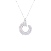 Asfour Crystal Chain Necklace With Decorative Circular Pendant In 925 Sterling Silver-ND0374