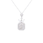 Asfour Crystal Chain Necklace With Art Deco Design In 925 Sterling Silver-ND0377