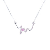 Asfour Crystal Chain Necklace With Decorative " Love " Letter In 925 Sterling Silver-ND0381-O