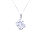 Asfour Crystal Chain Necklace With Emerald Cut Zircon Pendant In 925 Sterling Silver-ND0383