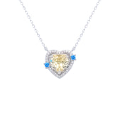 Asfour Crystal Chain Necklace With Yellow Heart Pendant In 925 Sterling Silver-ND0390-Y