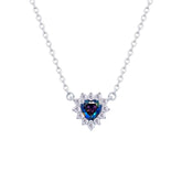 عصفور كريستال سلسلة فضة عيار 925 بتصميم قلب متعدد الالوان مرصع بالزركون - ND0394-AP