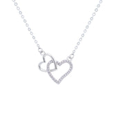 عصفور كريستال سلسلة فضة عيار 925 علي شكل قلوب مرصعة بفصوص الزركون - ND0407