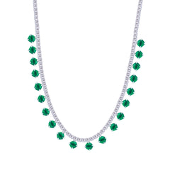 Asfour Crystal Tennis Necklace Inlaid With Ruby Zircon In 925 Sterling Silver-ND0423-WR
