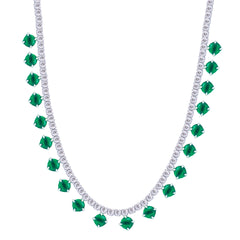 Asfour Crystal Tennis Necklace Inlaid With Ruby Zircon In 925 Sterling Silver-ND0423-WR