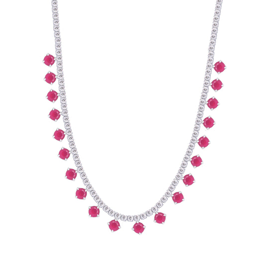 Asfour Crystal Tennis Necklace Inlaid With Aquamarine Zircon In 925 Sterling Silver-ND0423-WM
