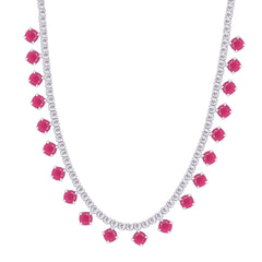 Asfour Crystal Tennis Necklace Inlaid With Aquamarine Zircon In 925 Sterling Silver-ND0423-WM