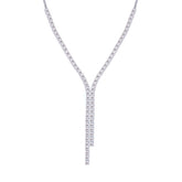 Asfour Crystal Tennis Necklace With Round Zircon Stones In 925 Sterling Silver-ND0425