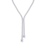 Asfour Crystal Tennis Necklace With Round Zircon Stones In 925 Sterling Silver-ND0426