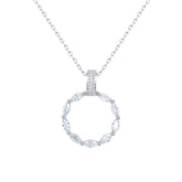 Asfour Crystal Chain Necklace With Hollow Circle Pendant Inlaid With Zircon In 925 Sterling-ND0433