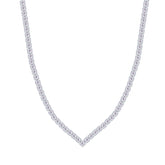 Asfour Crystal Tennis Necklace With V Design In 925 Sterling Silver-ND0436