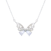 عصفور كريستال سلسلة فضة عيار 925 علي شكل فراشة مرصعة بالزركون - ND0438